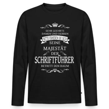 Seine Majestät der Schriftführer aus dem Verein - Männer Premium Bio Langarmshirt - Schwarz - Vorne - Nico (187cm)