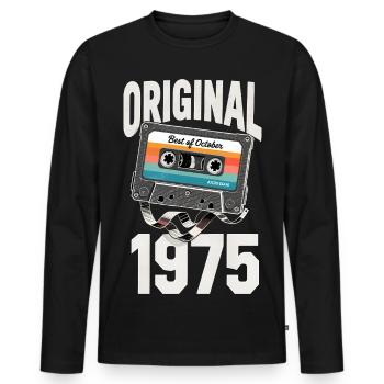 Octobre 1975 Legend Vintage Cassette Cadeau - T-shirt manches longues Premium bio Homme - noir - Devant - Nico (187cm)