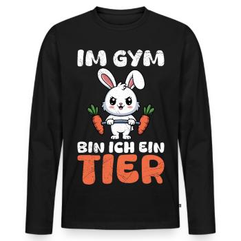 Entraînement en musculation À LA SALLE DE SPORT JE SUIS UN ANIMAL Amusant - T-shirt manches longues Premium bio Homme - noir - Devant - Nico (187cm)