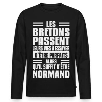 Norman humour against Breton - Men's Premium Organic Long Sleeve Shirt - black - Front - Nico (187cm)