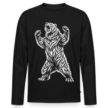 Tribal Polar Bear – Wild Bear Motif - Men's Premium Organic Long Sleeve Shirt - black - Front - Nico (187cm)