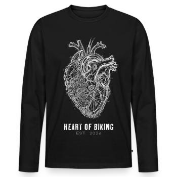 Bicycle Heart - Vélo Passion Rétro - T-shirt manches longues Premium bio Homme - noir - Devant - Nico (187cm)