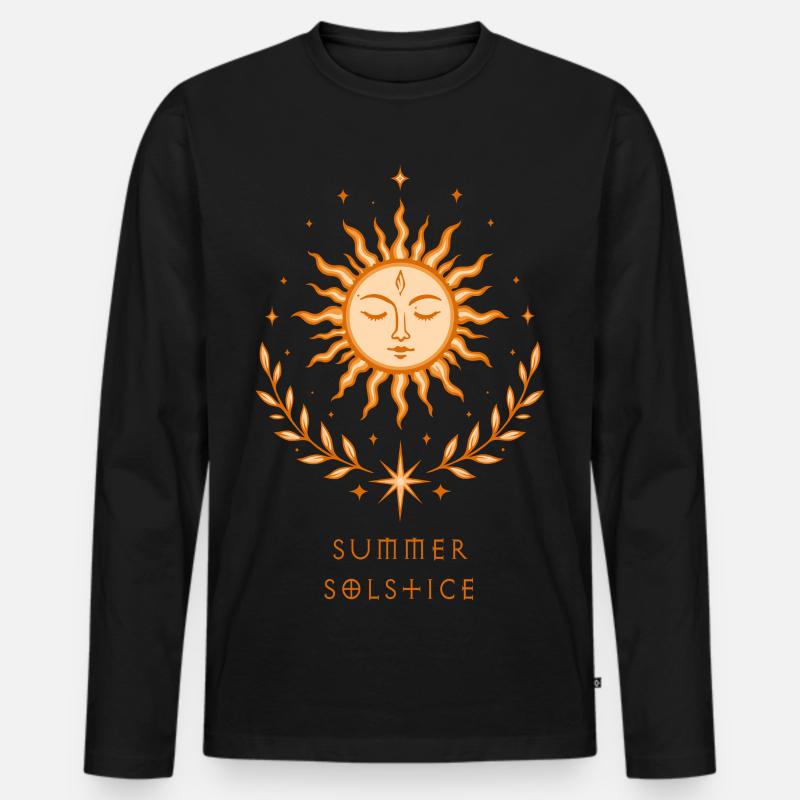 Summer Solstice Sonne – Boho Symbol - Männer Premium Bio Langarmshirt - Schwarz