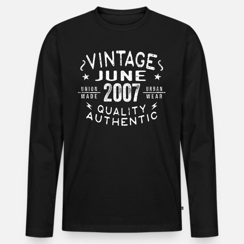 2007 Juni 2007 Jahrestag Juni 2007 Juni Geburtstag - Männer Premium Bio Langarmshirt - Schwarz