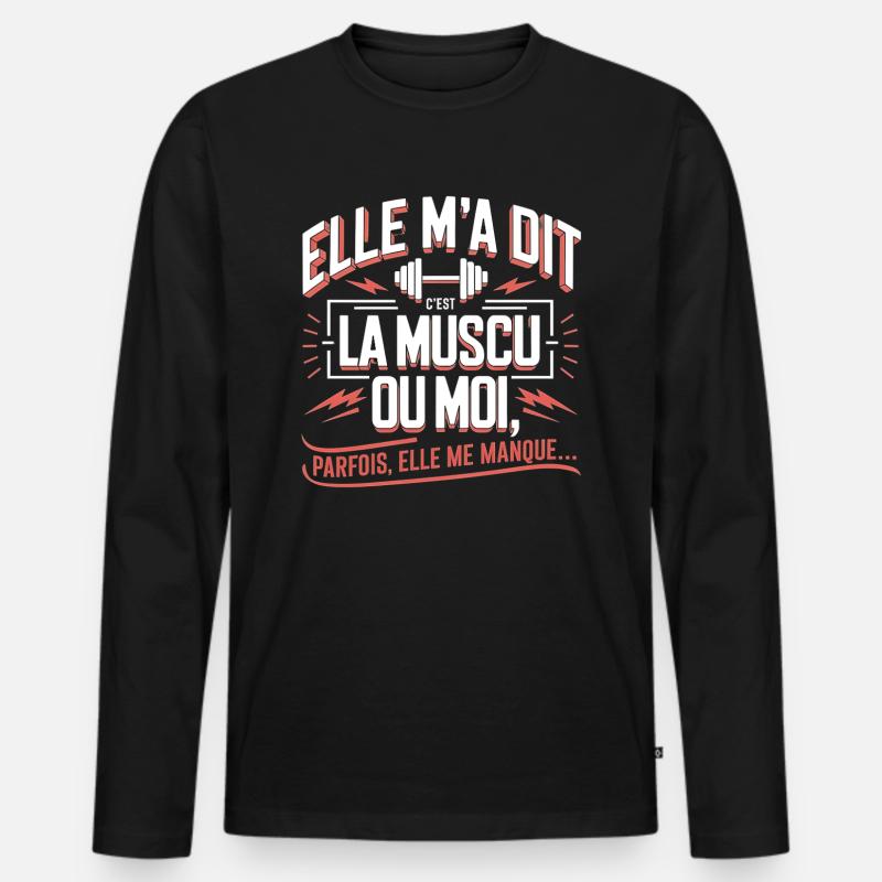 Bodybuilding oder ich - Männer Premium Bio Langarmshirt - Schwarz