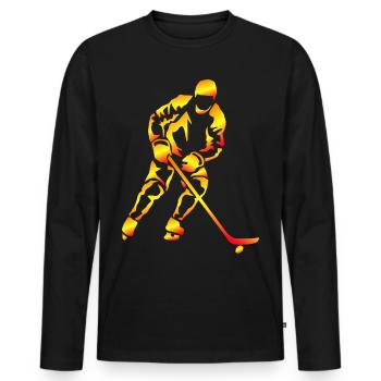 Eishockey Eishockeyspieler Geschenk - Männer Premium Bio Langarmshirt - Schwarz - Vorne - Nico (187cm)