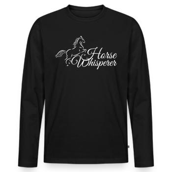 Horse Whisperer - Drawing of horse with text - Men's Premium Organic Long Sleeve Shirt - black - Front - Nico (187cm)