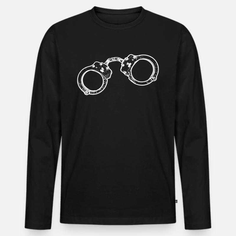 Handschellen - Männer Premium Bio Langarmshirt - Schwarz