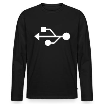 Connexion USB - T-shirt manches longues Premium bio Homme - noir - Devant - Nico (187cm)