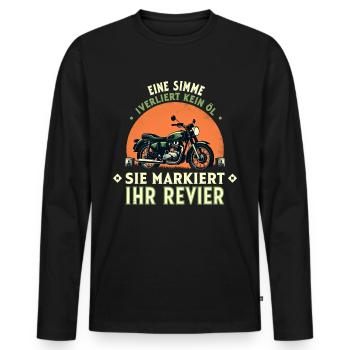 Simson DDR Moped Simson fan s51 ddr - Männer Premium Bio Langarmshirt - Schwarz - Vorne - Nico (187cm)