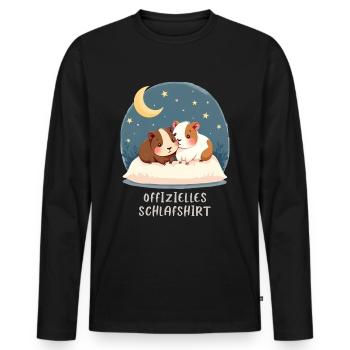 Offizielles Schlafshirt Meerschweinchen - Männer Premium Bio Langarmshirt - Schwarz - Vorne - Nico (187cm)
