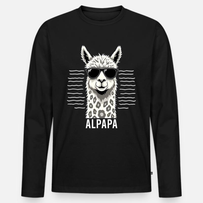 Alpapa Alpaka Llama - Männer Premium Bio Langarmshirt - Schwarz