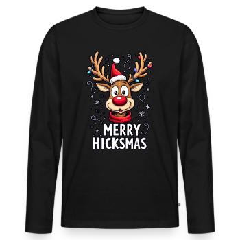 Christmas Reindeer Rudolph - Men's Premium Organic Long Sleeve Shirt - black - Front - Nico (187cm)