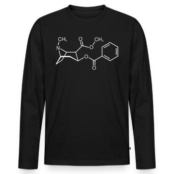 Formule développée de molécule de cocaïne - T-shirt manches longues Premium bio Homme - noir - Devant - Nico (187cm)