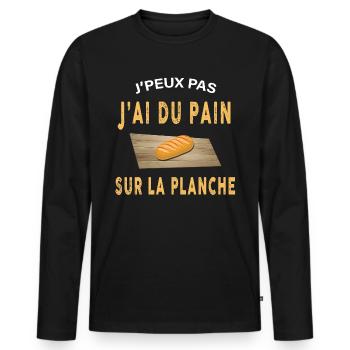 Du pain sur la planche - T-shirt manches longues Premium bio Homme - noir - Devant - Nico (187cm)