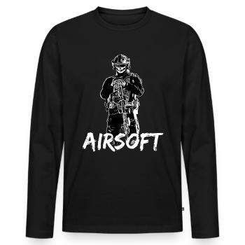 Airsoft / Softair / Softgun / AEG Airsoft Milsim - T-shirt manches longues Premium bio Homme - noir - Devant - Nico (187cm)