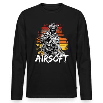 Airsoft / Softair / Softgun / AEG Airsoft Milsim - T-shirt manches longues Premium bio Homme - noir - Devant - Nico (187cm)