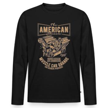 Muscle Car / V8 / Hot Rod / V8 Engine / V8 Son - T-shirt manches longues Premium bio Homme - noir - Devant - Nico (187cm)