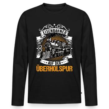 Rentner Eisenbahner Eisenbahn Modelleisenbahn - Männer Premium Bio Langarmshirt - Schwarz - Vorne - Nico (187cm)