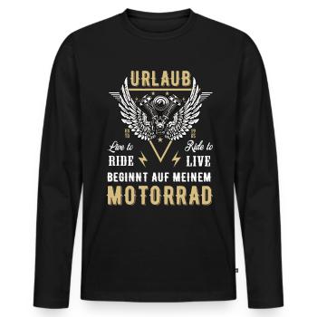 Motorrad Biker Motorradfahrer Bike Motor Rentner - Männer Premium Bio Langarmshirt - Schwarz - Vorne - Nico (187cm)