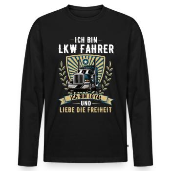 Lkw Trucker Fernfahrer Truck lkw fahrer brummi - Männer Premium Bio Langarmshirt - Schwarz - Vorne - Nico (187cm)