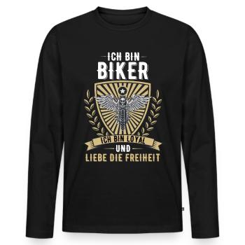 Motorrad Biker Motorradfahrer Chopper Motorräder - Männer Premium Bio Langarmshirt - Schwarz - Vorne - Nico (187cm)