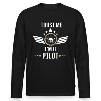 Drone Drone Pilote Drones quadcopter drone - T-shirt manches longues Premium bio Homme - noir - Devant - Nico (187cm)