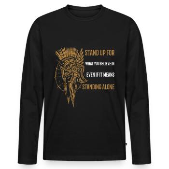 Spartiate Sparte Guerrier Casque Grèce Grec - T-shirt manches longues Premium bio Homme - noir - Devant - Nico (187cm)