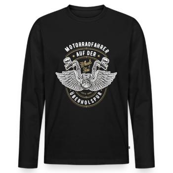 Motorrad Biker Motorradfahrer bike Rocker Rentneur - Männer Premium Bio Langarmshirt - Schwarz - Vorne - Nico (187cm)
