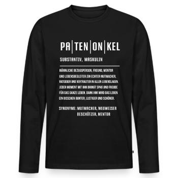 Patenonkel Definition Pate Taufpate Paten Firmung - Männer Premium Bio Langarmshirt - Schwarz - Vorne - Nico (187cm)