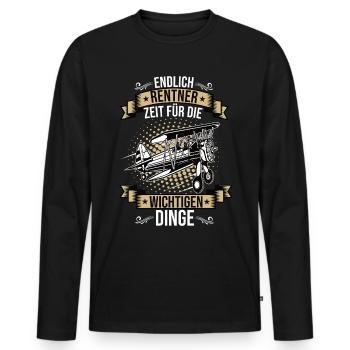 Endlich Rentner Modellflugzeug Modellflug Flug - Männer Premium Bio Langarmshirt - Schwarz - Vorne - Nico (187cm)