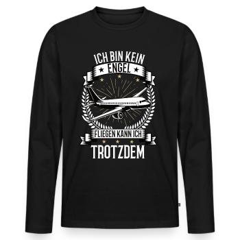 Ich bin kein Engel Flugzeug Flug Pilot Piloten - Männer Premium Bio Langarmshirt - Schwarz - Vorne - Nico (187cm)