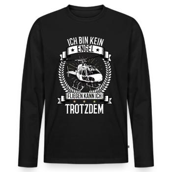 Ich bin kein Engel Hubschrauber Helikopter Heli - Männer Premium Bio Langarmshirt - Schwarz - Vorne - Nico (187cm)