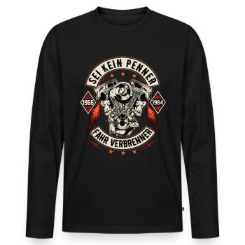 Sei kein Penner Fahr verbrenner Auto V8 Motor V6 - Männer Premium Bio Langarmshirt - Schwarz - Vorne - Nico (187cm)