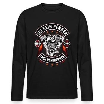 Sei kein Penner Fahr verbrenner Auto V8 Motor V6 - Männer Premium Bio Langarmshirt - Schwarz - Vorne - Nico (187cm)