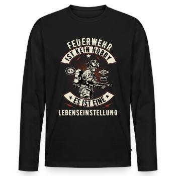 Feuerwehr Feuerwehrmann Freiwillige Feuerwehr 112 - Männer Premium Bio Langarmshirt - Schwarz - Vorne - Nico (187cm)