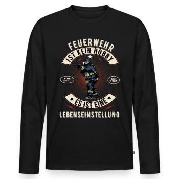 Feuerwehr Feuerwehrmann Freiwillige Feuerwehr 112 - Männer Premium Bio Langarmshirt - Schwarz - Vorne - Nico (187cm)