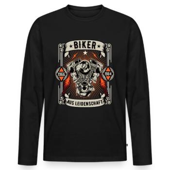 Biker aus Leidenschaft Motorrad Biker Motorräder - Männer Premium Bio Langarmshirt - Schwarz - Vorne - Nico (187cm)