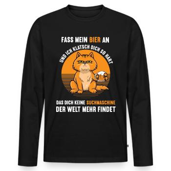 Fass mein Bier an Katze Katzen Katzenliebhaber - Männer Premium Bio Langarmshirt - Schwarz - Vorne - Nico (187cm)