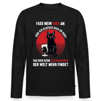 Fass mein Bier an Katze Katzen Katzenliebhaber - Männer Premium Bio Langarmshirt - Schwarz - Vorne - Nico (187cm)