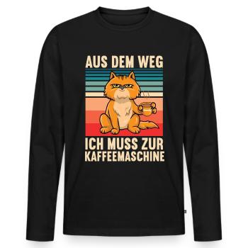 Aus dem Weg Katze Katzenliebhaber Kaffee - Männer Premium Bio Langarmshirt - Schwarz - Vorne - Nico (187cm)