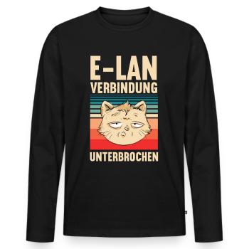 E-Lan Katze Katzen Katzenliebhaber lustige Katze - Männer Premium Bio Langarmshirt - Schwarz - Vorne - Nico (187cm)