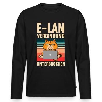 E-Lan Katze Katzen Katzenliebhaber lustige Katze - Männer Premium Bio Langarmshirt - Schwarz - Vorne - Nico (187cm)