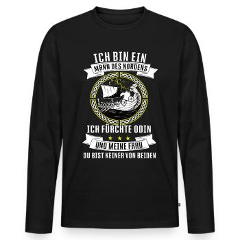 Wikingerschiff Wikinger skandinavien germanen - Männer Premium Bio Langarmshirt - Schwarz - Vorne - Nico (187cm)