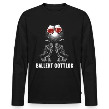 Ballert Gottlos Wein Weinliebhaber Weinglas - Männer Premium Bio Langarmshirt - Schwarz - Vorne - Nico (187cm)