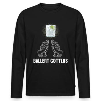 Ballert Gottlos Gin Gintrinker Ginliebhaber - Männer Premium Bio Langarmshirt - Schwarz - Vorne - Nico (187cm)