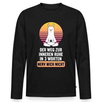 Weg zur Inneren Ruhe alpaka lama Alpakaliebhaber - Männer Premium Bio Langarmshirt - Schwarz - Vorne - Nico (187cm)