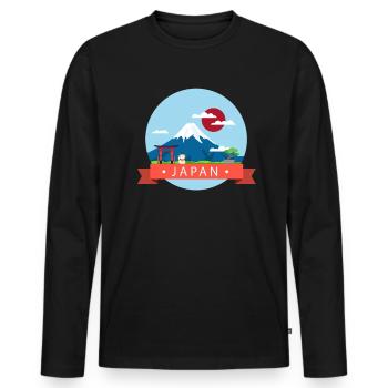 Japan Fuji Japanese Cartoon Japanese Asia Motif - Men's Premium Organic Long Sleeve Shirt - black - Front - Nico (187cm)