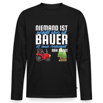 Fermier fermier fermier disant - T-shirt manches longues Premium bio Homme - noir - Devant - Nico (187cm)