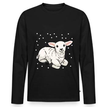 Baby Lamb Sheep Happy Easter Snow Sheep - Men's Premium Organic Long Sleeve Shirt - black - Front - Nico (187cm)